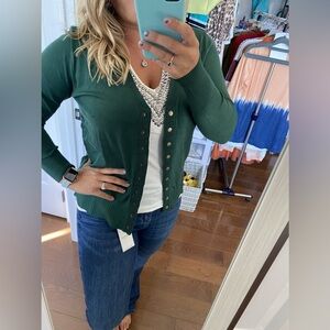 NWT green snap front sweater cardigan size large